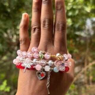 Pink Crystal Charm Bracelet