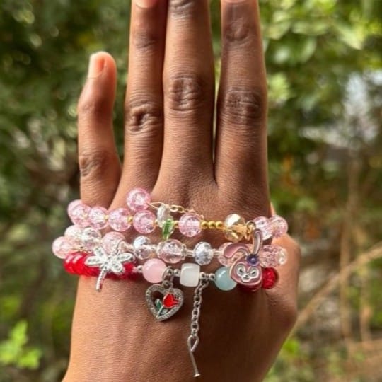 Pink Crystal Charm Bracelet