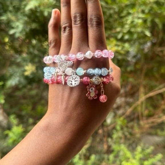 Pink Crystal Charm Bracelet - Image 2