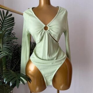 Mint Green Twist-Front Bodysuit (Size 16)
