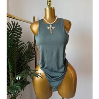 Teal Green Sleeveless Racerback Bodysuit (Size 8)
