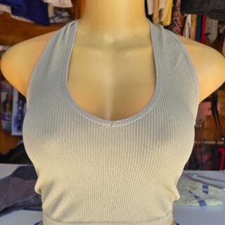 Sage Green Ribbed Crop Tank