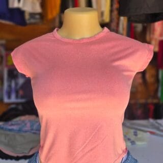 Pink Cap Sleeve Crop Top