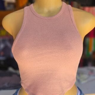 Pink Waffle Knit Crop Top