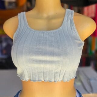 Baby Blue Ribbed Crop Top