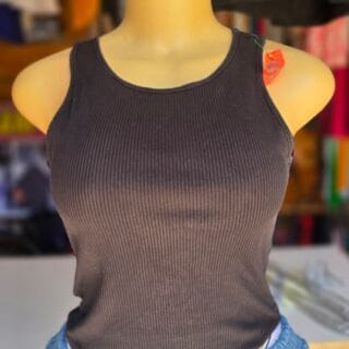 Black Ribbed Crop Top