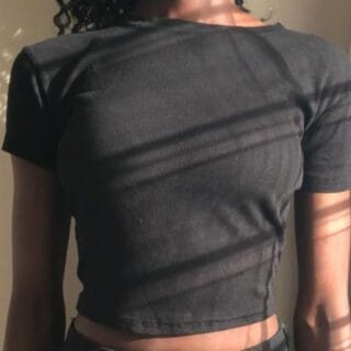 Black Ribbed Baby Tee (Size M)