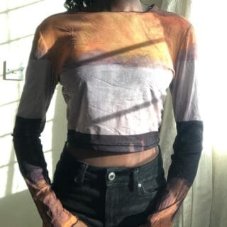 Mesh Abstract Print Long Sleeve (Size M)