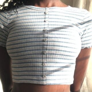 Striped Button-Front Crop Top (Size S)