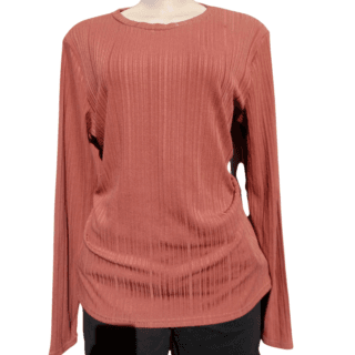 Rust Ribbed Long Sleeve Tee (Size L)