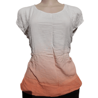White and Peach Ombre Cap Sleeve Blouse (Size L)