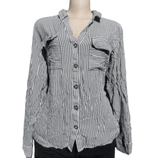 Vertical Striped Utility Button-Down Shirt (Size XL)