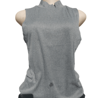 Silver Metallic Mock Neck Sleeveless Top (Size M)