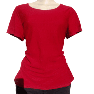 Red Textured Short Sleeve Blouse (Size L)