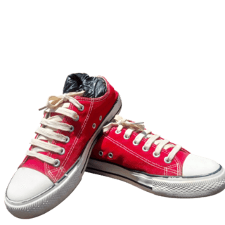 Red Canvas Low-Top Sneakers (Size 39)