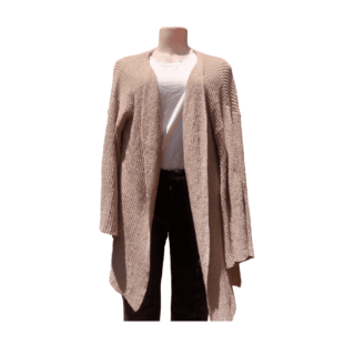 Taupe Chunky Knit Open Trench-Like Style (Size S)