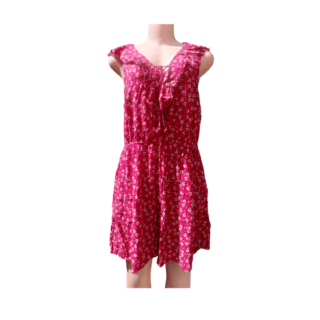 Red Floral Ruffle Mini Dress (Size 14/XL)