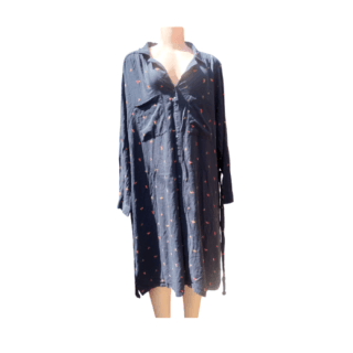 Navy Bird Print Shirt Dress (Size 24/3XL)