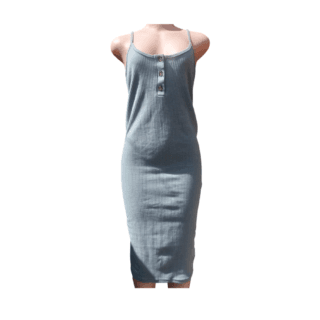 Sage Green Ribbed Henley Dress (Size 8/M)