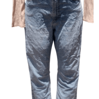 Light Wash Distressed Mom Jeans (Size 12/L)