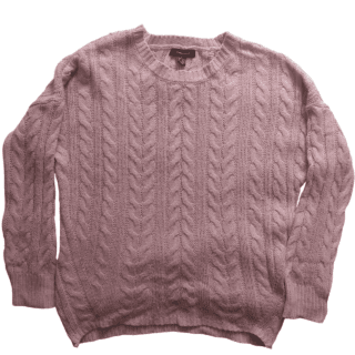Dusty Pink Cable Knit Sweater (Size L)