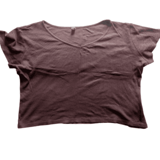 Mauve Ribbed V-Neck Crop Top (Size L)