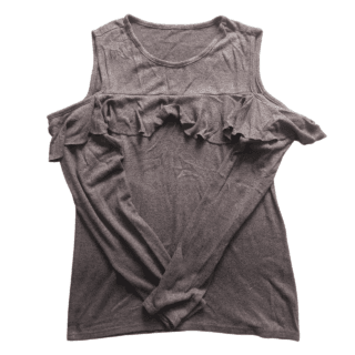 Cold-Shoulder Ruffle Knit Top  (Size L)
