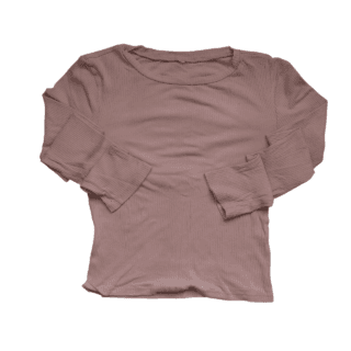 Nude Ribbed Long Sleeve Tee (Size M)