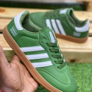 Olive Green & White Adidas Sambas