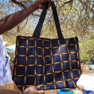 Sunburst Grid Canvas Tote Bag