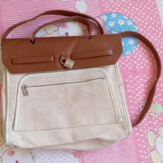 Canvas Satchel with Tan Leather Trim