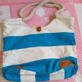 Blue & White Nautical Striped Beach Bag