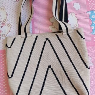 Beige Chevron Knit Tote
