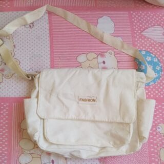 Cream Multi-Pocket Messenger Bag