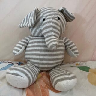 Grey & White Striped Elephant Doll