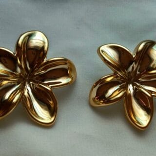 Large Golden Plumeria Earrings