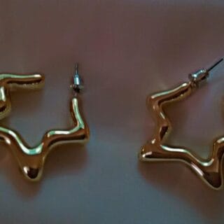 Golden Wavy Star Hoops