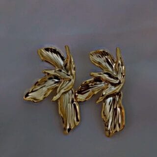 Golden Abstract Petal Studs
