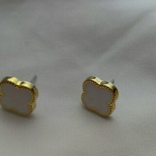 Minimalist White Clover Earrings