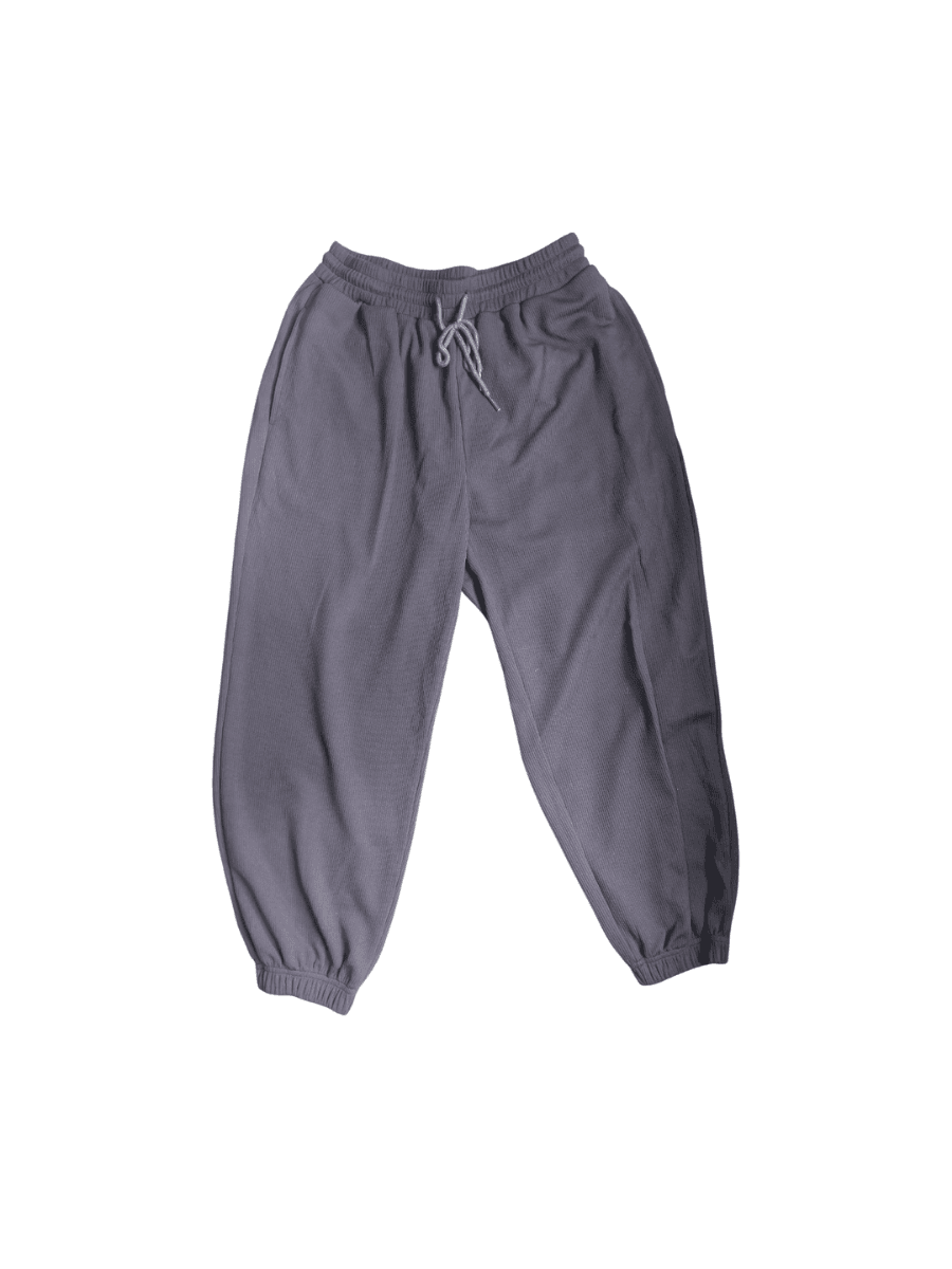 Dark Grey Ribbed-Texture Sweatpants (L)