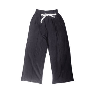 Black Wide-Leg Drawstring Pants (S)