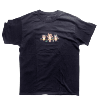 Black tee with embroidered owls (L)