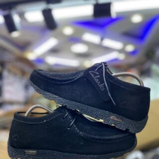 Midnight Black Suede Clarks Wallabees