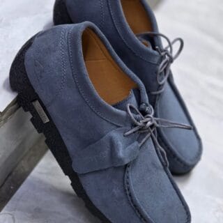 Steel Blue Suede Clarks Wallabees