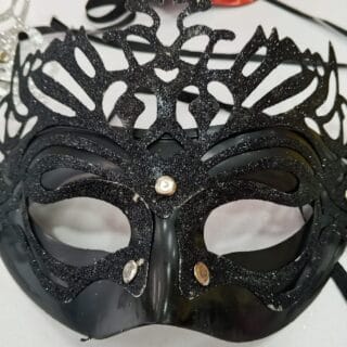 Classic Black Glitter Tiara Masquerade Mask