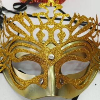 Classic Gold Glitter Tiara Masquerade Mask