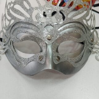 Classic White Glitter Tiara Masquerade Mask