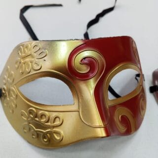 Metallic Gold & Red Swirl Masquerade Mask