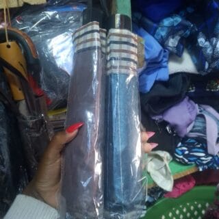 Plaid-Trimmed Foldable Umbrellas