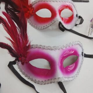 Feather Venetian Half Face Masquerade Mask